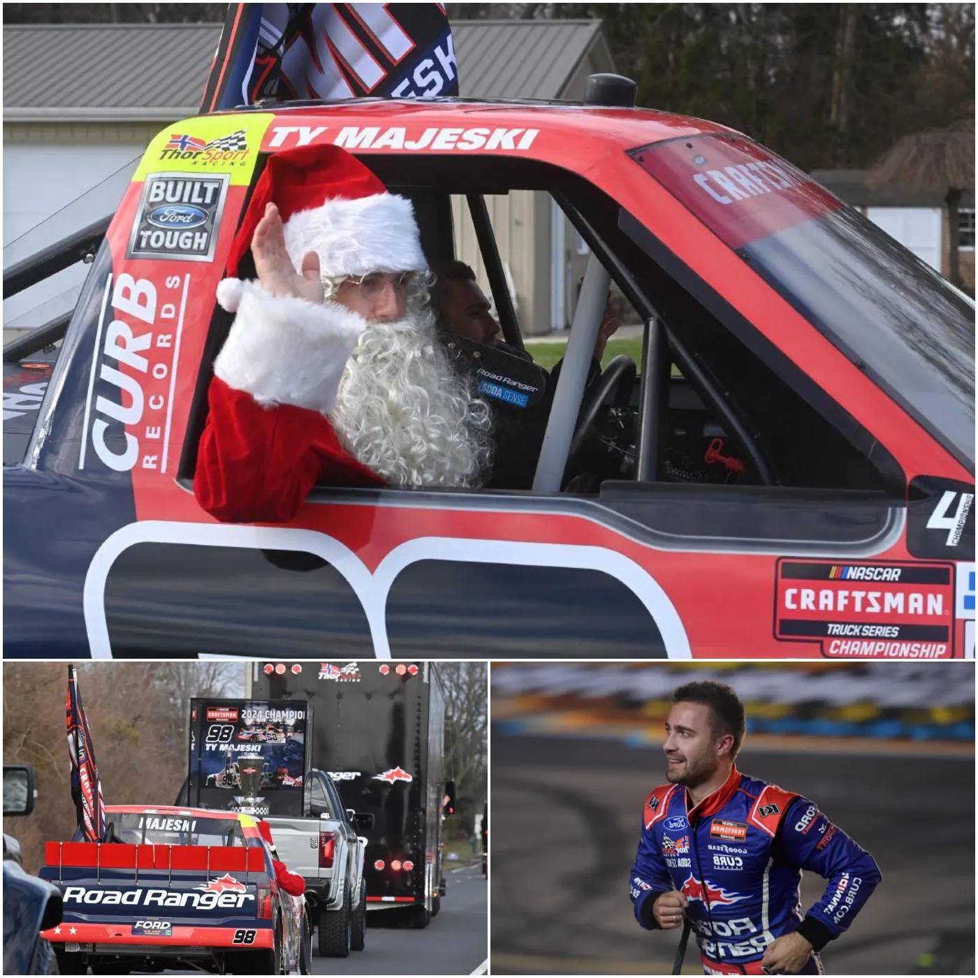 Santa Claus races through Perkins Township with Ty Majeski.