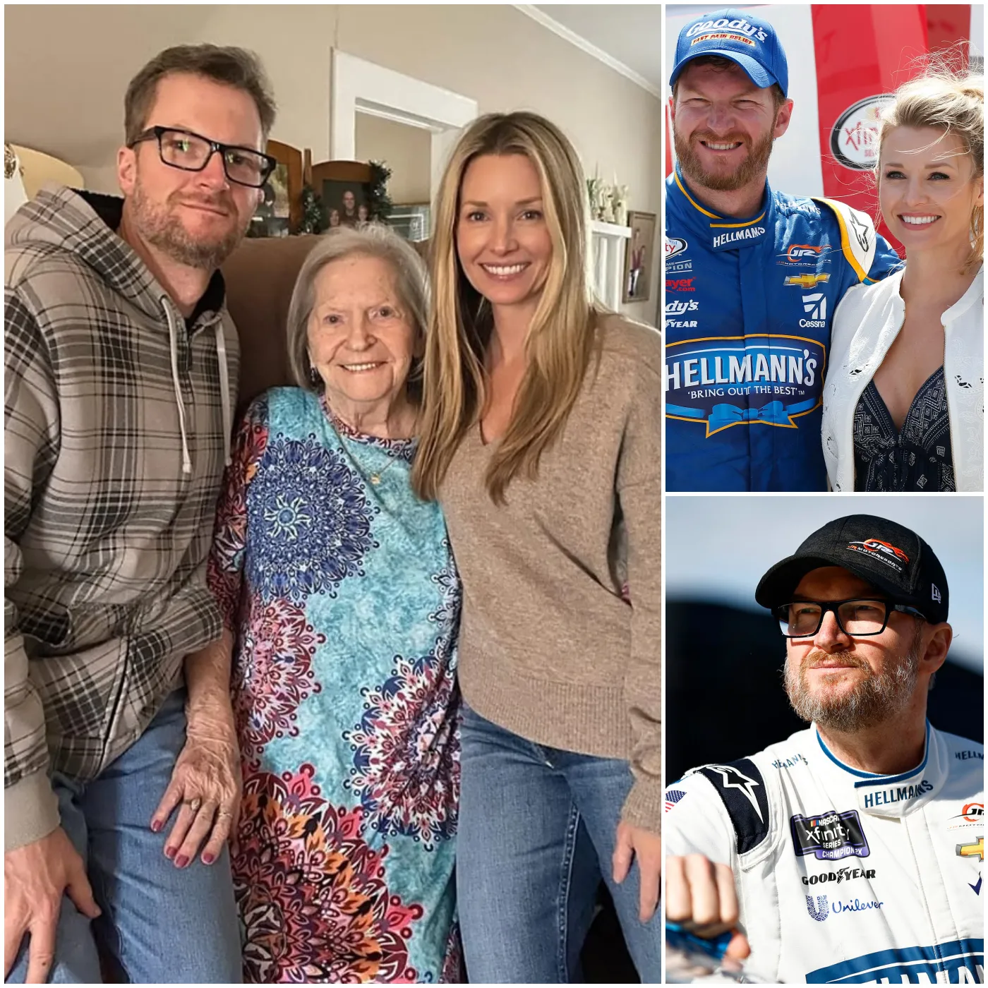 A throwback pic of Dale Earnhardt Jr. with his grandmother, Martha Earnhardt, and wife, Amy Earnhardt.